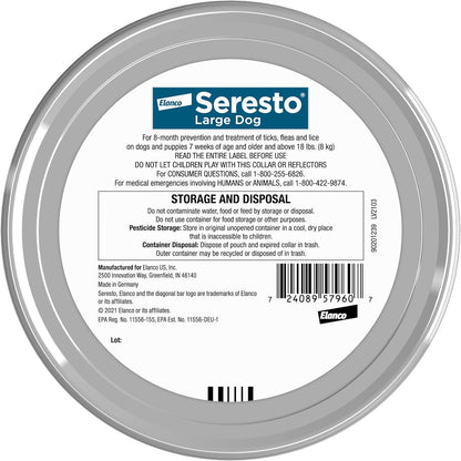 Seresto Flea & Tick Collar for Dogs Over 18 lbs - Vet-Recommended 8-Month Treatment & Prevention