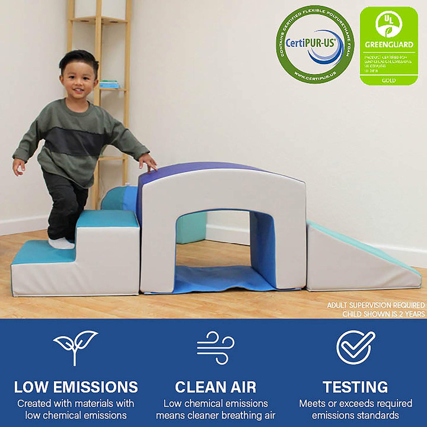 FDP SoftScape Playtime Grow-n-Learn Tunnel Climber for Toddlers and Kids Soft Foam Indoor Active Playset for Crawling and Sliding at Home, Daycare, Preschool (3-Piece) - Assorted, 12824-AS