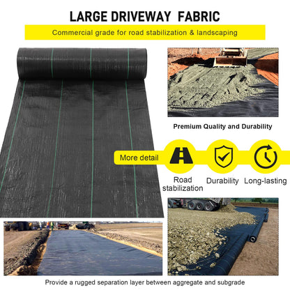 Driveway Fabric, 13x115 ft Commercial Weed Barrier, Heavy Duty 5oz French Drain Fabric for Erosion Control, Landscape Projects