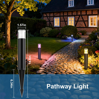TRIPLE RABBIT Landscape Pathway Lights with APP Control, 12V Low Voltage Outdoor Garden Lighting, IP65 Waterproof LED Bollard Path, Warm White Walkway for Yard Lawn Driveway and Pathways (6Pack)