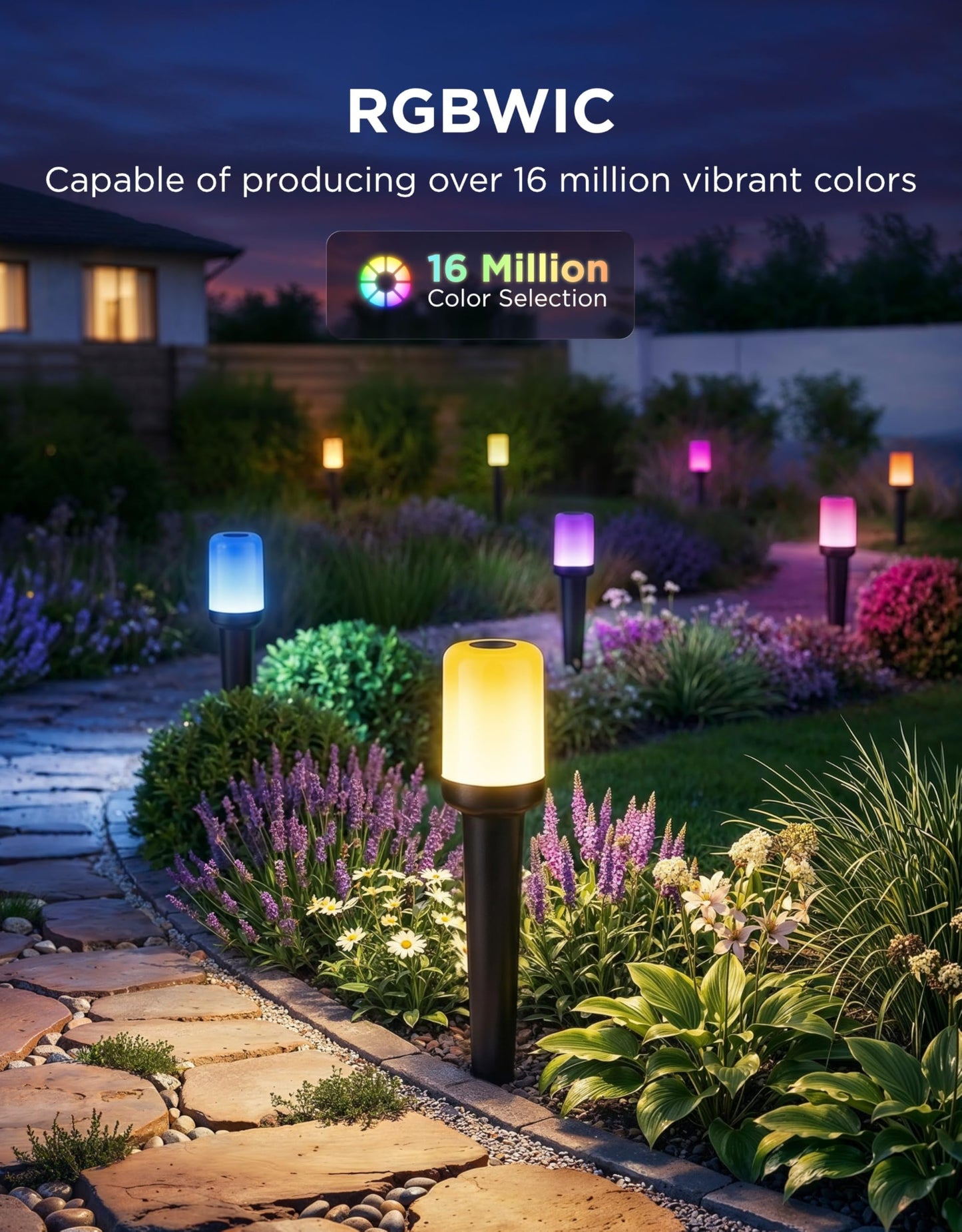 Govee Outdoor Cylinder Pathway Lights 8 Pack, 425lm Patio Lights, IP67 Waterproof, 60+ Preset Scene Modes, Outdoor Decor for Path, Patio, Garden, Lawn, Compatible with Alexa, Google Assistant, Matter