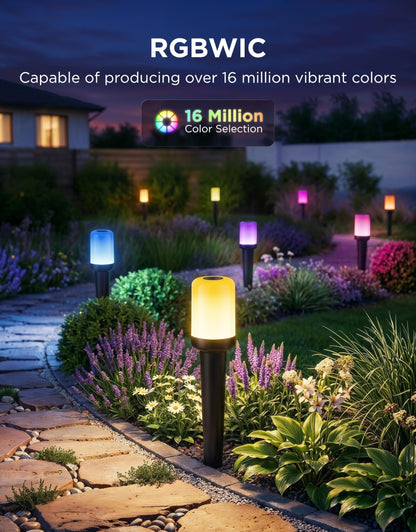 Govee Outdoor Cylinder Pathway Lights 8 Pack, 425lm Patio Lights, IP67 Waterproof, 60+ Preset Scene Modes, Outdoor Decor for Path, Patio, Garden, Lawn, Compatible with Alexa, Google Assistant, Matter