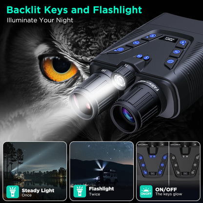 4K Night Vision Goggles, 58MP Full-Color Night Vision Binoculars with 10000mAh Rechargeable Battery, 64GB Card, 3.99" Screen and 1968FT Viewing Range for Camping Hunting & Security