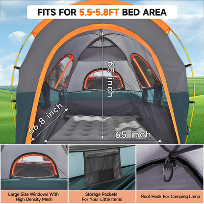 Umbrauto Truck Bed Tent with Awning: 5.5-5.8FT PU3000mm Waterproof Tailgate Pickup Truck Tents, Easy Set-up for 2 Person, Fits Full Size Short Bed, Chevy, Dodge, Ford, GMC, Green