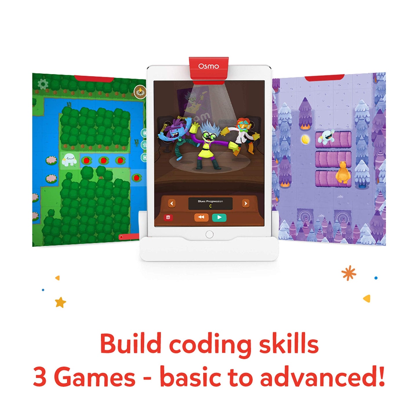 Osmo - Genius Starter Kit for Fire Tablet Plus Coding Family Bundle -Ages 5-10 - Math, Spelling, Creativity, Coding Jam, Awbie, Duo & More (Fire Base Included), 5 Educational Games (Amazon Exclusive)