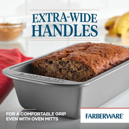 Farberware Nonstick Bakeware 9-Inch x 5-Inch Loaf Pan, Gray