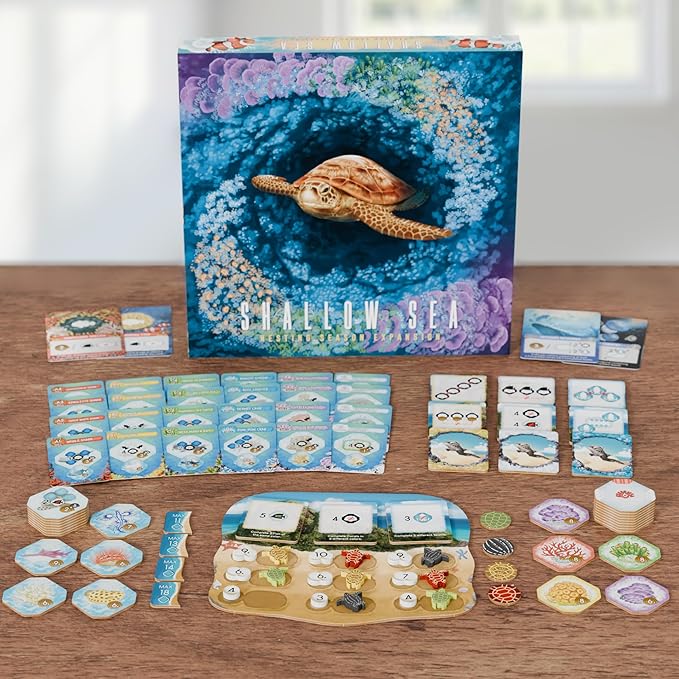 Shallow Sea Board Game – Strategy Tile-Placement Game for Adults &amp Families | 1–4 Players 30–45 Min Play | Build Coral Reef Ecosystem Ocean Puzzle Game Nature-Inspired (Nesting Season Expansion