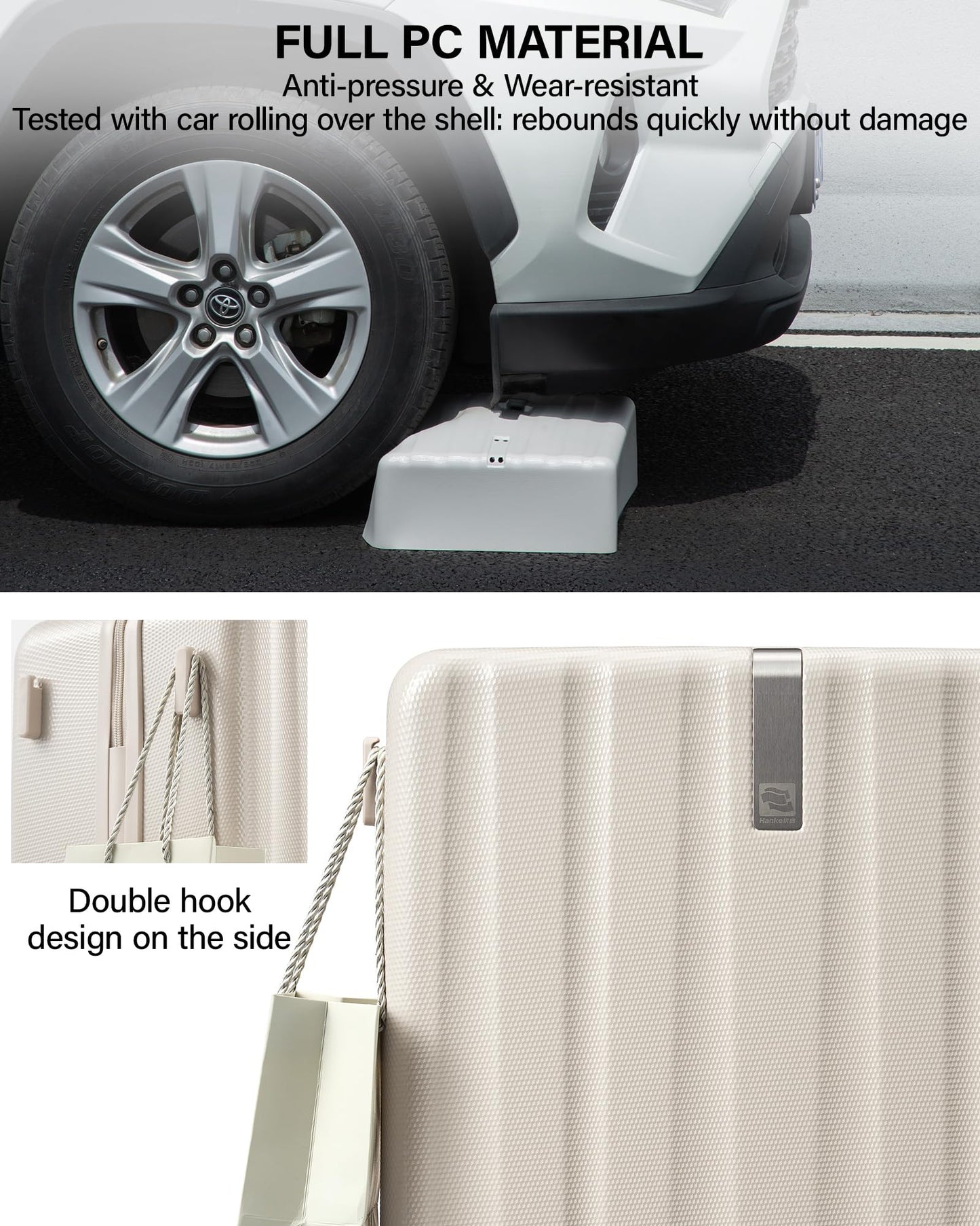 Hanke Upgraded Elite 29 Inch Extra Large Checked Luggage, PC Hard Shell Suitcases with Wheels, TSA Lock, Explosion-Proof Zipper Suitcase for Long Travel Men & Women,Ivory White