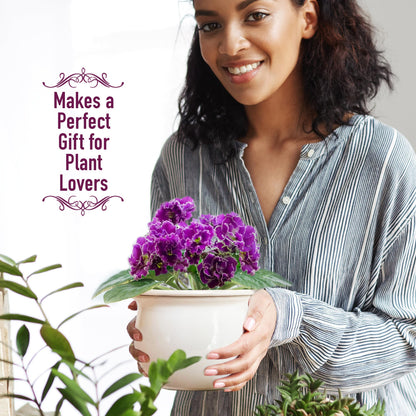 African Violet Pots Self Watering – 6.5”W x 4.6”H Ceramic Self Watering Pots for Indoor Plants with Glazed White Outer Pot & Absorbent Inner Pot for Easy Plant Care