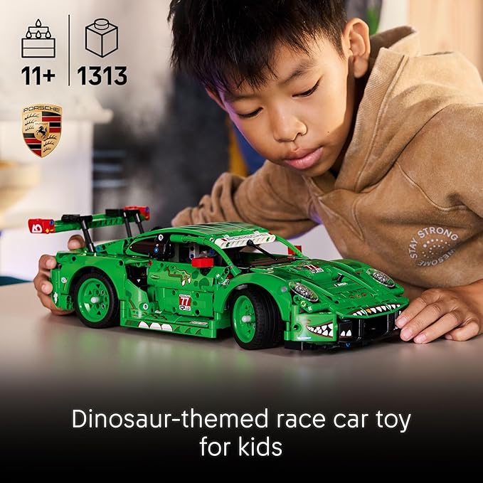 LEGO Technic Porsche 911 GT3 R Rexy AO Racing Car Building Toy for Boys &amp Girls - Car Toy W/Realistic Steering &amp 6-Cylinder Engine for Kids &amp Auto Fans Ages 11+ - Gift Idea for Birthdays