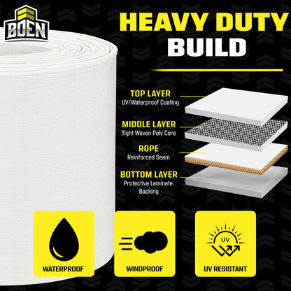 Heavy Duty Tarp Waterproof Large Cover |White, 30' x 30' 10 Mil Thick | Rip Proof Tarps | Thick Weave Material, UV Resistant Great for Tarpaulin Canopy Tent, Boat, RV or Pool Cover