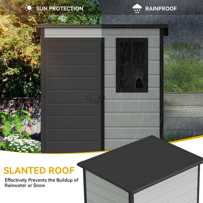 DWVO 5x3ft Resin Outdoor Storage Shed with Floor, Waterproof Lockable Storage Shed with Window, Plastic Outside Tool Storage for Garden, Backyard Patio