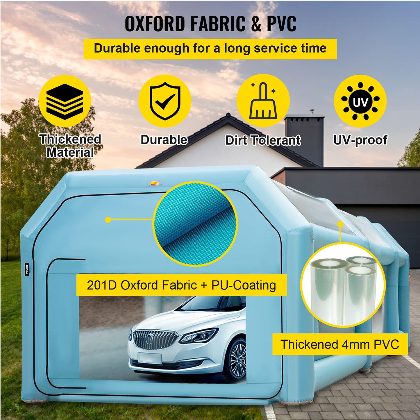 VEVOR Inflatable Paint Booth 28x15x10ft w/Air Filter System & Blowers + 25FT 12IN PVC Flexible Duct Hosing for Exhaust Fan