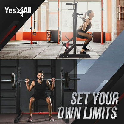 Yes4All Adjustable Squat Rack, 690 LBS Multifunctional Barbell Stand for Home Gym, Weight Lifting, Portable Bench Press Rack