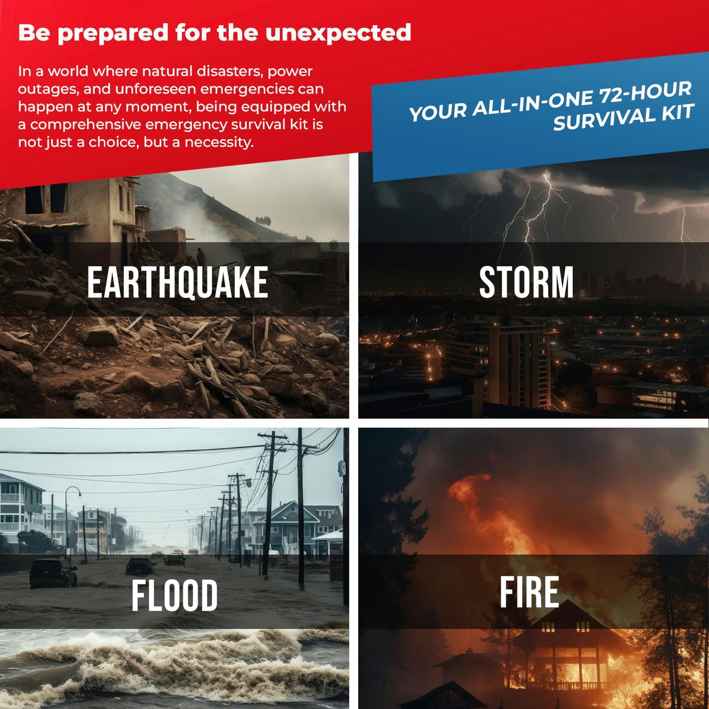 First My Family All-in-One Premium 2-Person Emergency Survival Kit | Hurricane & Earthquake Preparedness Supplies | Disaster Backpack with 72-Hour Survival Gear, First Aid, and More