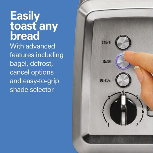 Hamilton Beach 2-Slice Toaster - Extra-Wide Slots, Bagel Setting & Stainless Steel Finish