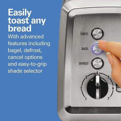 Hamilton Beach 2-Slice Toaster - Extra-Wide Slots, Bagel Setting & Stainless Steel Finish