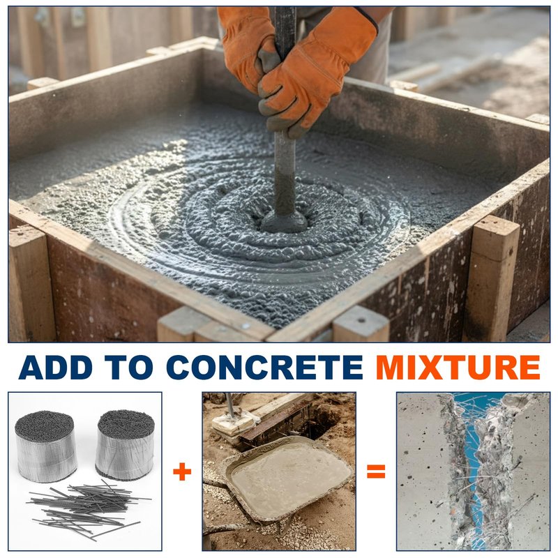 Otoolling 10 lb Synthetic Macrofiber for Concrete Mix Concrete Fiber Reinforcement Anti-Seepage and Anti-Cracking for Cement Mortar, Building Wall Garden Floor