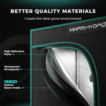 MARS HYDRO 5x2.6 Advanced Grow Tent, 60"x32"x80" High Reflective Mylar 1680D for Hydroponics Indoor Plant Growing, with Observation Window,Floor Tray and Smooth Zipper for TSL2000/SP3000