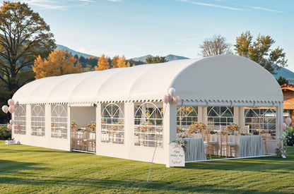 YITAHOME 20x40FT Party Tent Outdoor Wedding Event Shelters Arch Top Heavy Duty Galvanized Steel Arch Top Canopy with Large White Roof, Removable Sidewalls & 3 Storage Bags