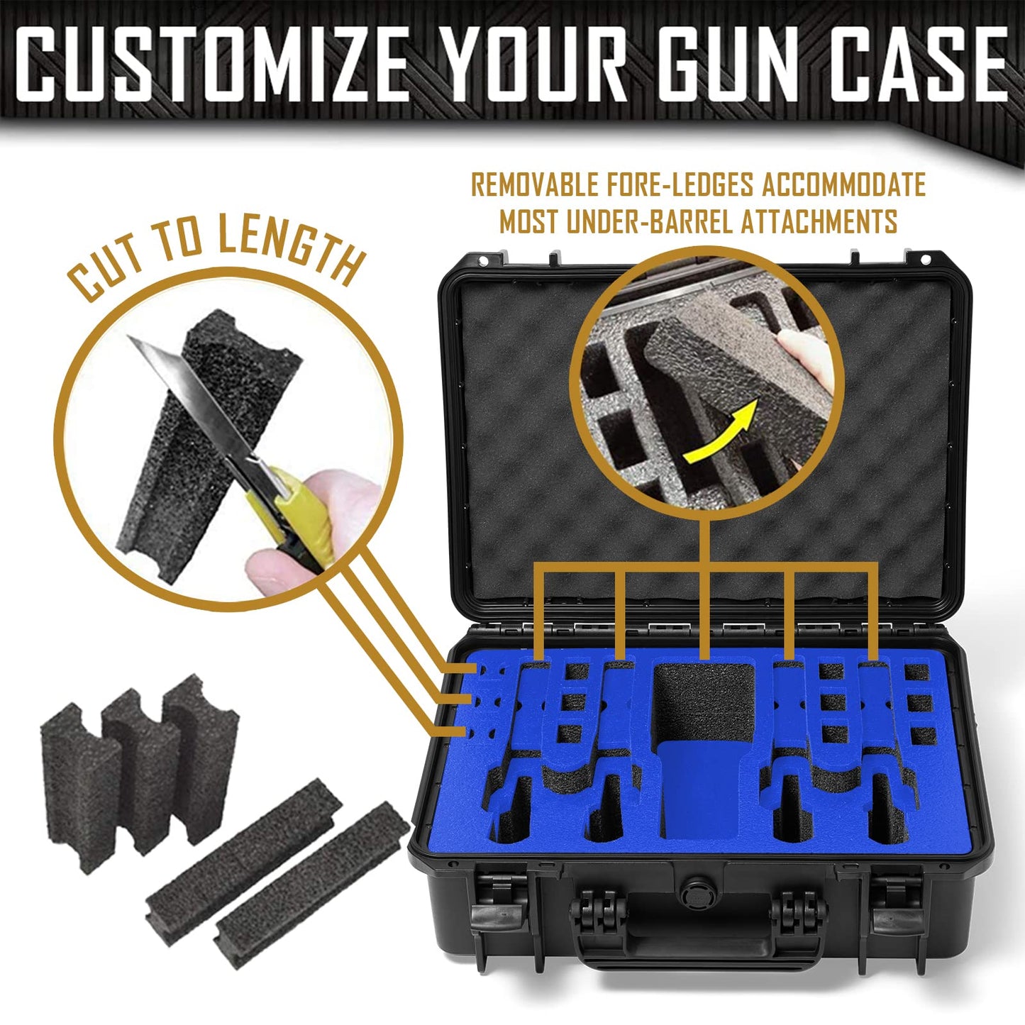 4 Pistol 12 Magazine Doro Gun Case with Custom MyCaseBuilder Foam Insert | Waterproof, Heavy Duty | Tactical Firearms, Ammunition and Accessory Holder | Hard Gun and Magazine Case | 18 x 14 x 7 Inches