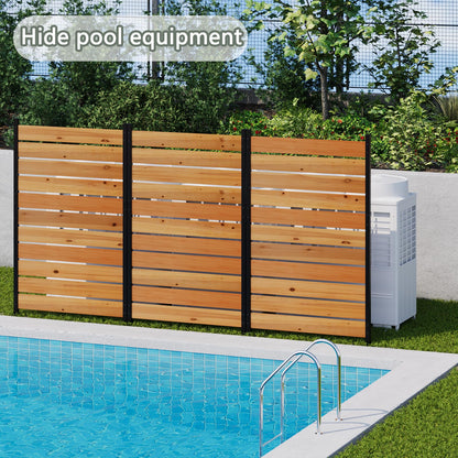 38" W×61" H Wooden Privacy Screen No Dig Outdoor Fence Panel with Metal Stakes Decorative Barrier for Trash Can Air Conditioner & Pool Equipment (Orange 1 Panel)
