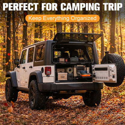 W&JWN Rear Trunk Cargo Rack Basket Tray Compatible with Jeep Wrangler JK JKU JL JLU 4-Door Hardtops 2007-2026 Sturdy Steel Interior Luggage Rack Shelf for Camping Trip Gear（400LBS）