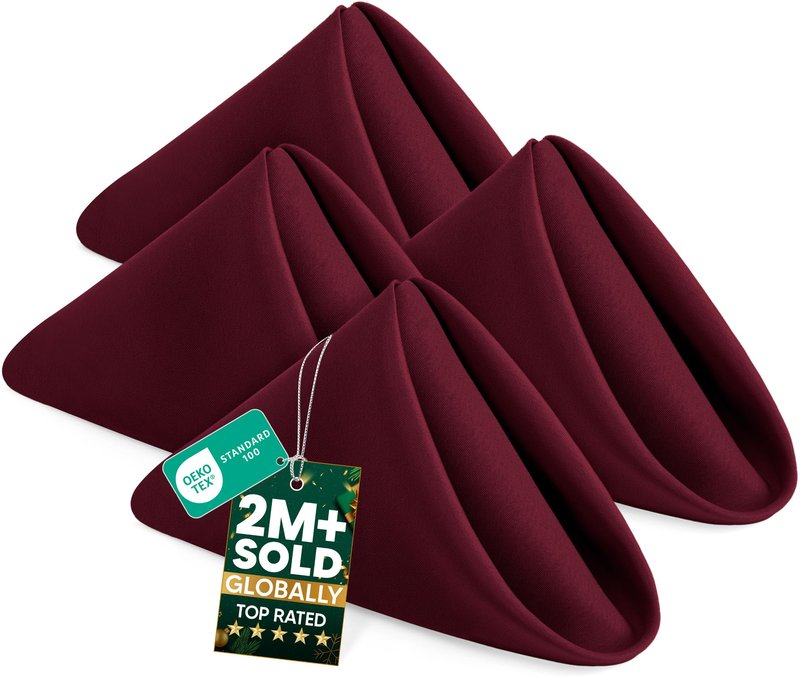 Utopia Home [288 Pack, Burgundy] Cloth Napkins 20x20 Inches, 100% Polyester Hemmed Edges, Washable and Reusable Ideal for Parties, Weddings and Dinners