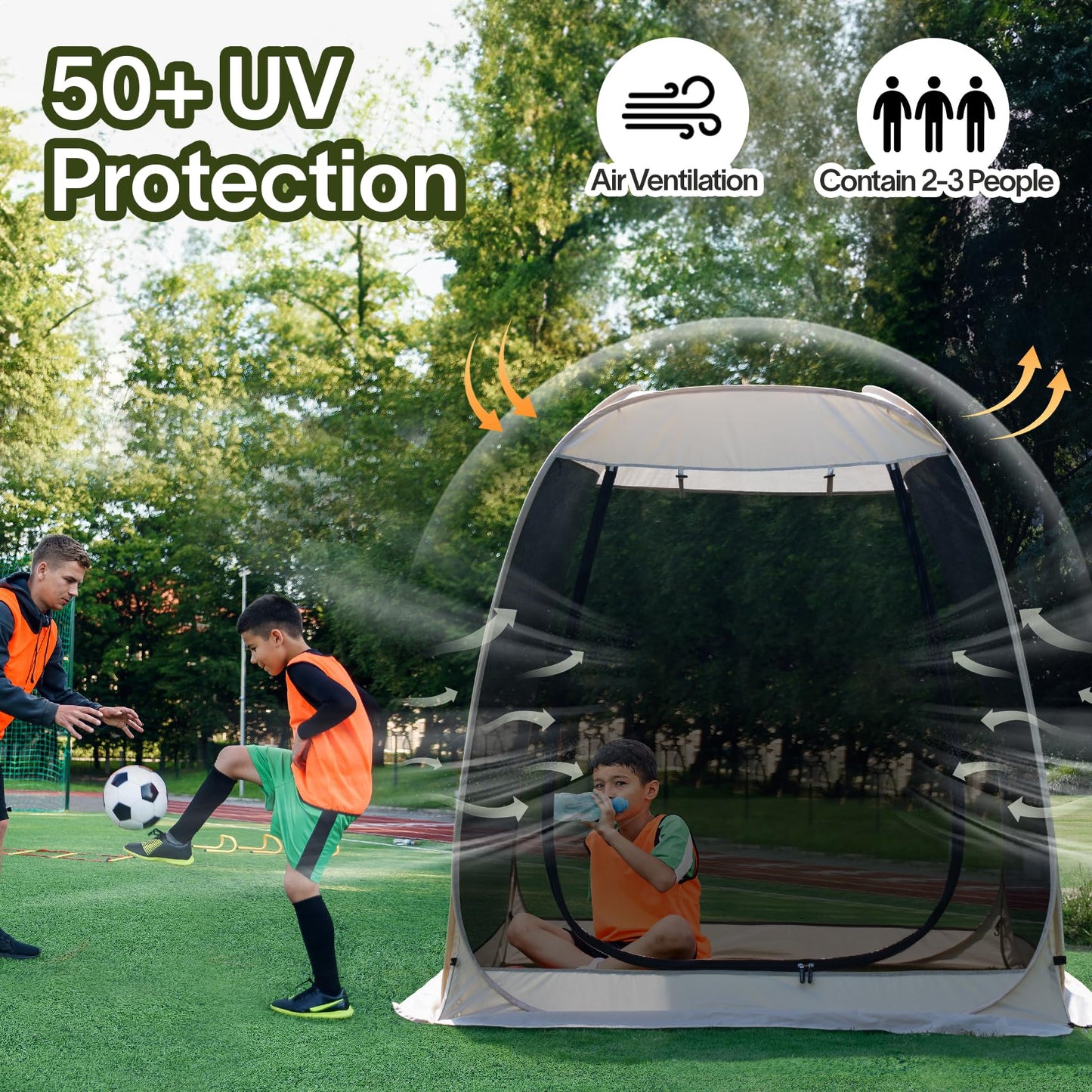 Alvantor® Screen House Gazebo, Pop Up Igloo Screened Canopy Tent with Mosquito Netting Sides,Instant UV Resistant Sun Shelter for Garden,Patio,Backyard,Beige 6 x6 FT
