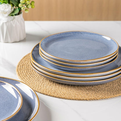 AmorArc Ceramic Dinnerware Sets,Handmade Reactive Glaze Stoneware Plates and Bowls Sets,Highly Scratch Resistant | Dishwasher & Microwave Safe Dishes Set,Service for 4 (12pc)