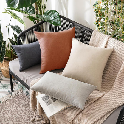 MIULEE Decorative Outdoor Throw Pillow Covers - Waterproof Faux Linen Cushions | 24x24 Inch Rust - Perfect for Summer Patio & Garden