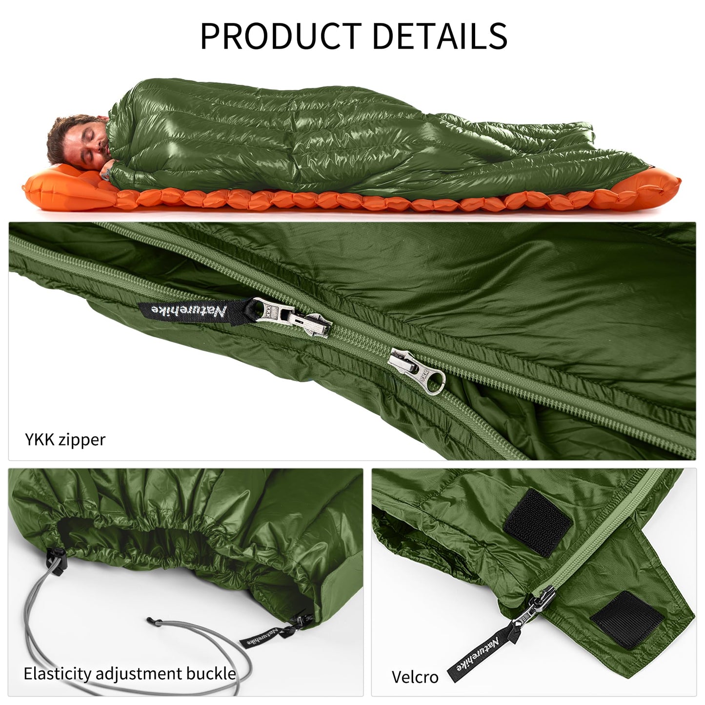 Naturehike Ultralight Backpacking RDS Down Sleeping Bag for Adults, 650 Fill Power Sleeping Bag for 42/52℉, 20oz Compact Lightweight Sleeping Bags for Hiking Camping 3 Seasons