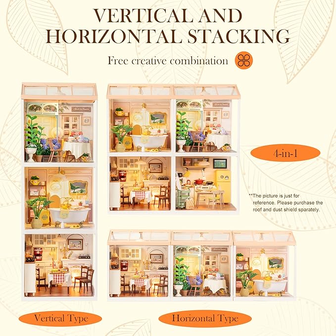 Rolife Super Creator-DIY Plastic Miniature House for Adults Mini Blocks Model Kit Building Set for Teens 8-12 DIY Crafts/Hobbies/Building Blocks Toys for Teens&ampAdults (Warm Dining Room)