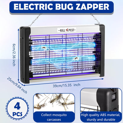 Qualirey Electric Bug Zapper Summer Indoor Electric Bug Zapper 6w Purple UV Light, 2 LED Bulbs Enhanced Dual-Band Attraction & Energy Saving, Fruit Flies Mosquito Insect Killer for Outdoor(4 Pcs)