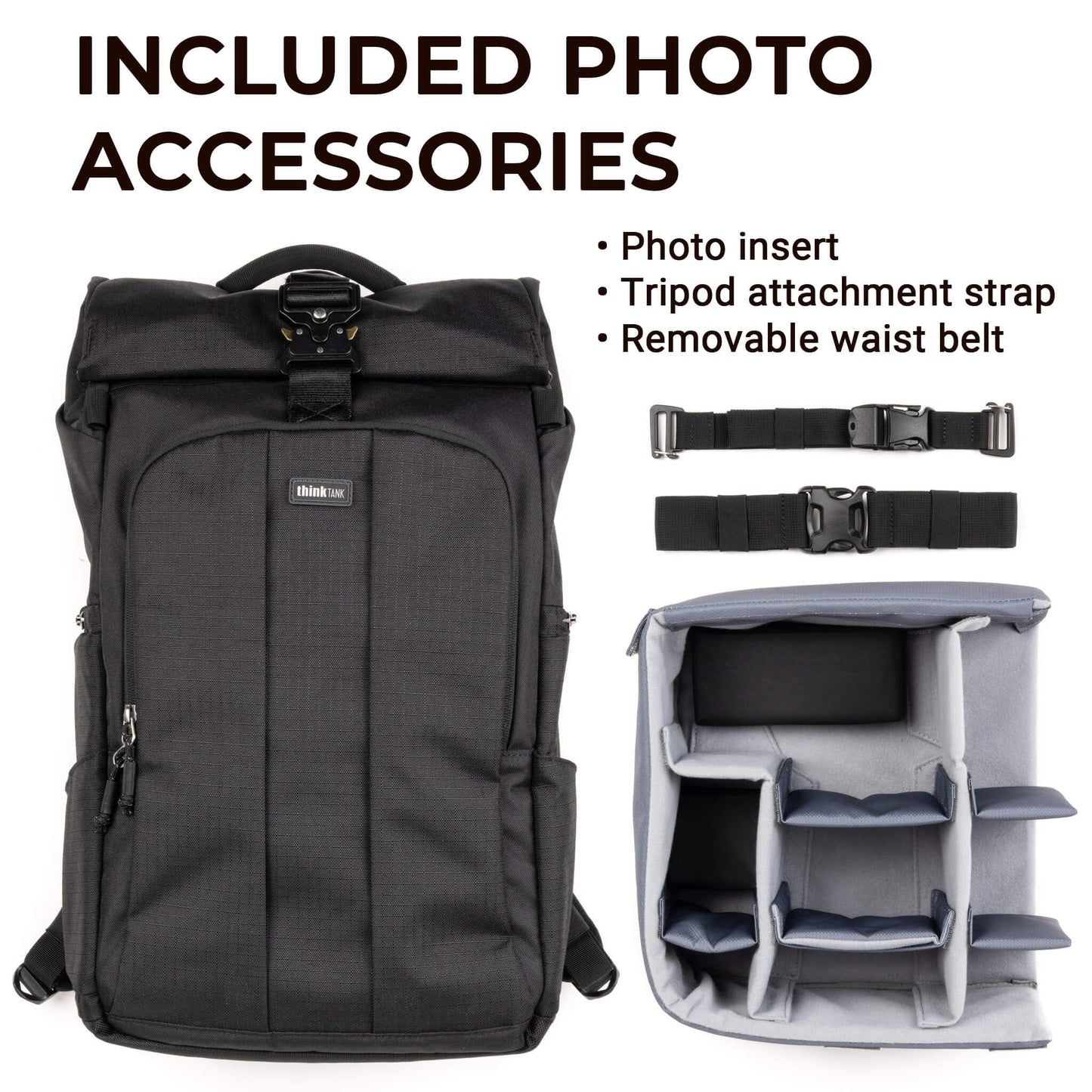 Think Tank FocusPoint 30L RollTop Camera Backpack - Golden Hour: Expandable Travel & Camera Backpack with Laptop Sleeve, Quick Side and Back Access, Rain Cover – Versatile Photography & Travel Bag