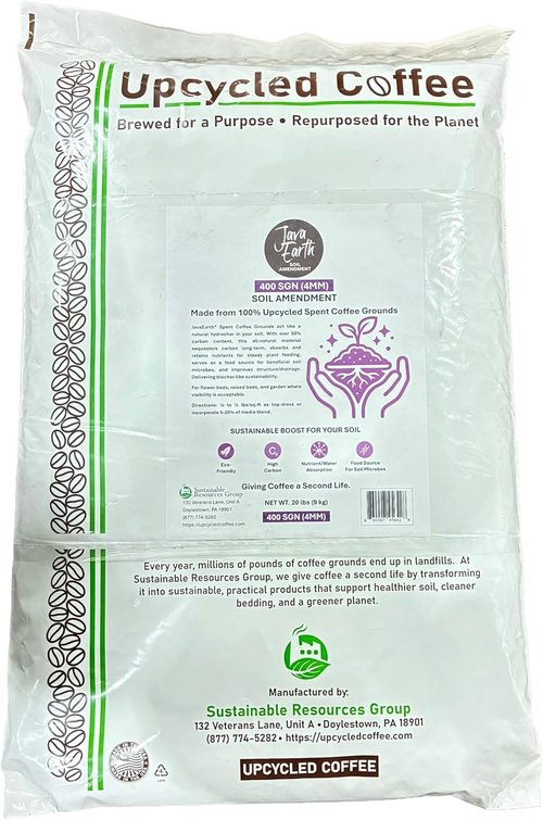 Java Earth 400 SGN Coffee Grounds - Premium Soil Amendment, 20 lbs (9.072kg) for Healthy Plants