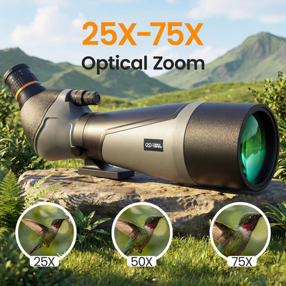 Three Triping 25-75x85 Spotting Scope - Spotter Scope with Tripod, Phone Adapter & Carrying Bag, BAK4 Prism IPX7 Waterproof Spotting Scopes for Bird Watching, Wildlife Observing