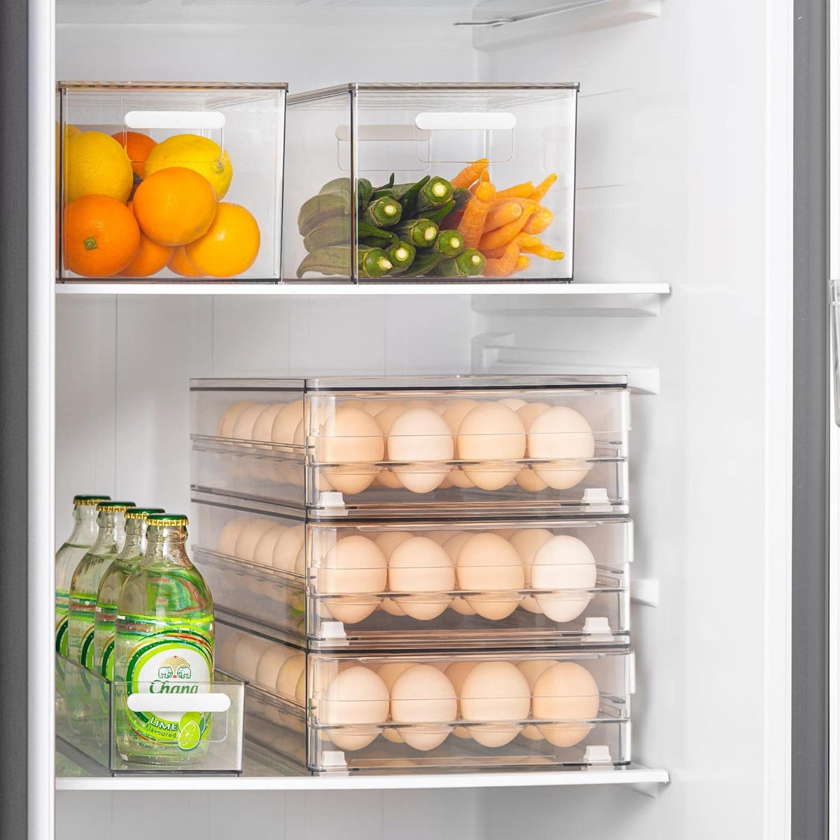 Vacane Egg Holder - 24 Capacity BPA-Free Refrigerator Organizer with Non-Slip Pads | Space-Saving Design