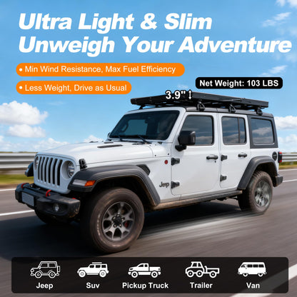 Naturnest Ultra Light Slim Rooftop Tent Hard Shell, Pop Up Tent with Self-Inflating Mattress for 2 Person Camping, Waterproof 4 Season Tents for Truck, Jeep, SUV, Van, Trailer - Polaris Lite