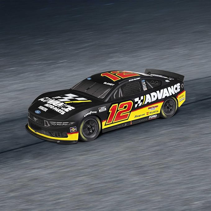 Losi 1/12 NASCAR RC Race Car Ryan Blaney No. 12 2025 Advance Auto Ford Mustang 2S AWD RTR Brushed On-Road Battery &amp Charger Included Black LOS1122512
