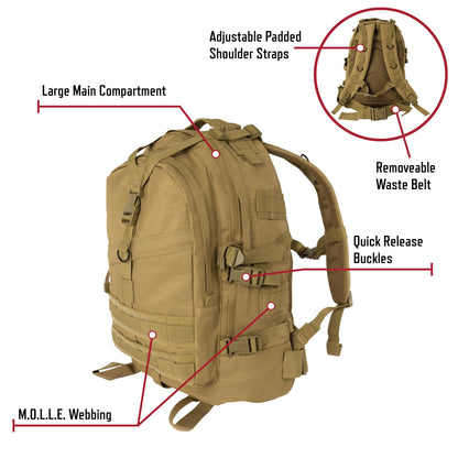 Rothco Large Transport Pack - Rugged Tactical Backpack MOLLE Bag for EDC Storage