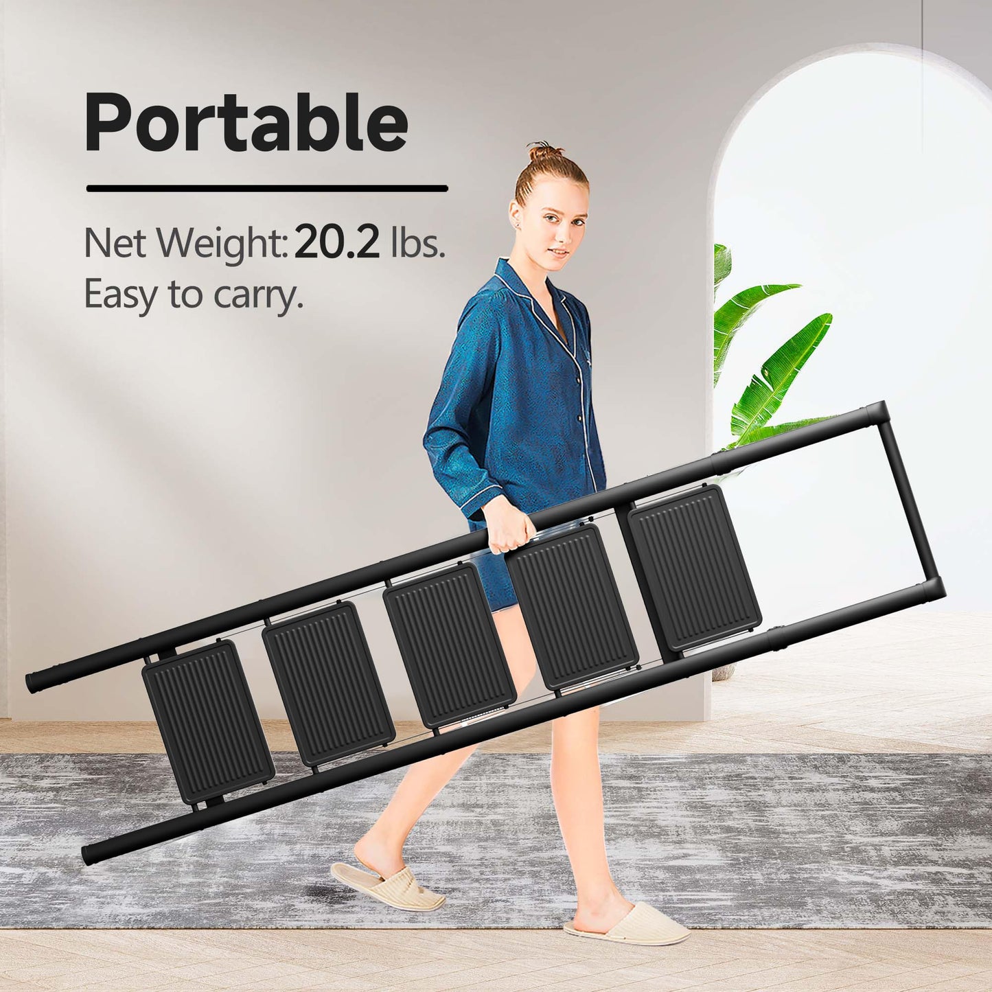 GameGem 5 Step Ladder Folding Step Stool Stepladders with Anti-Slip and Wide Pedal for Home and Kitchen Use Space Saving (Black)
