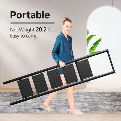 GameGem 5 Step Ladder Folding Step Stool Stepladders with Anti-Slip and Wide Pedal for Home and Kitchen Use Space Saving (Black)