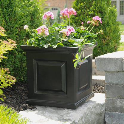 Mayne Nantucket 16-Inch Square Planter – Self-Watering, Weather-Resistant Planter for Flowers – Durable Outdoor Design for Patio, Porch, or Entryway
