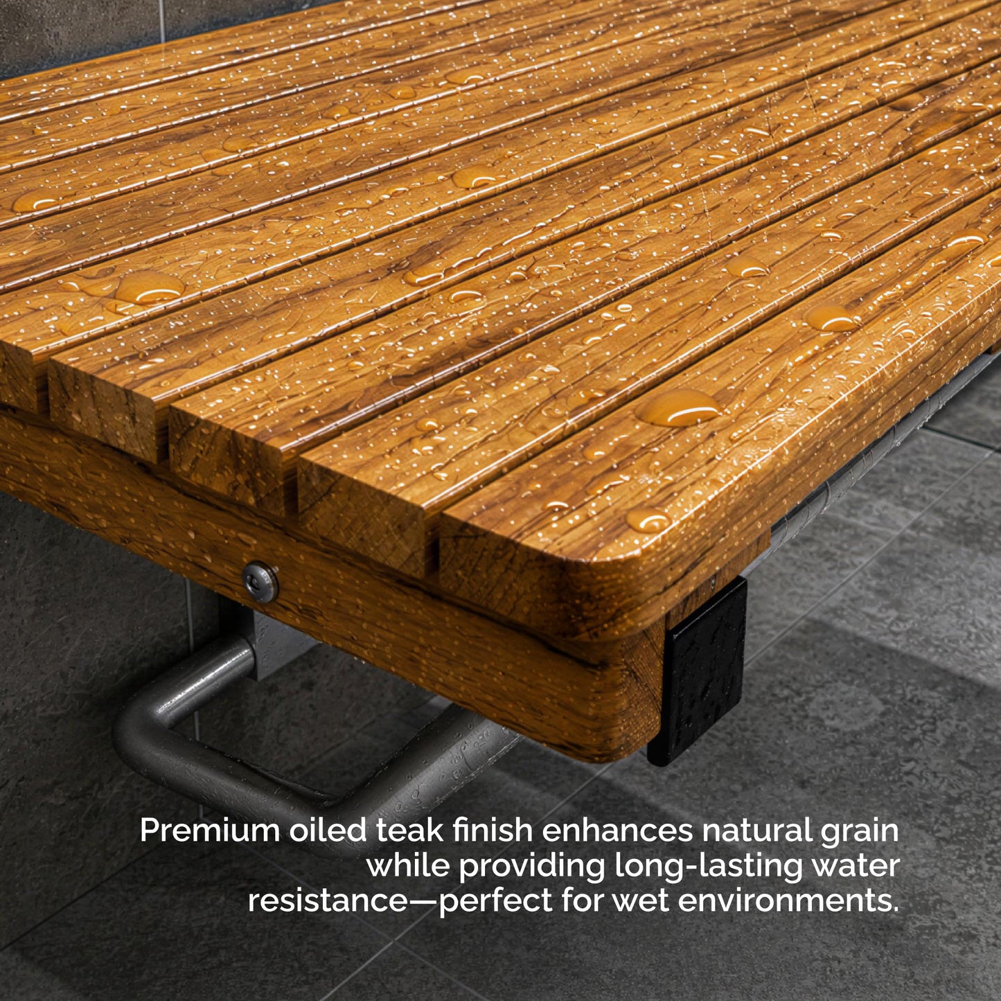 Teak Shower Seat Bench – ADA Compliant Folding Teak Shower Bench, Wall Mounted Fold Up Bath Seat, 400 lb Capacity, Waterproof Teak Wood (24 Inches)