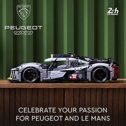LEGO Technic Peugeot 9X8 24H Le Mans Hybrid Hypercar 42156 Collectible Race Car Building Kit for Adults and Teens 1:10 Scale Racing Car Model Gift for Motorsport Fans