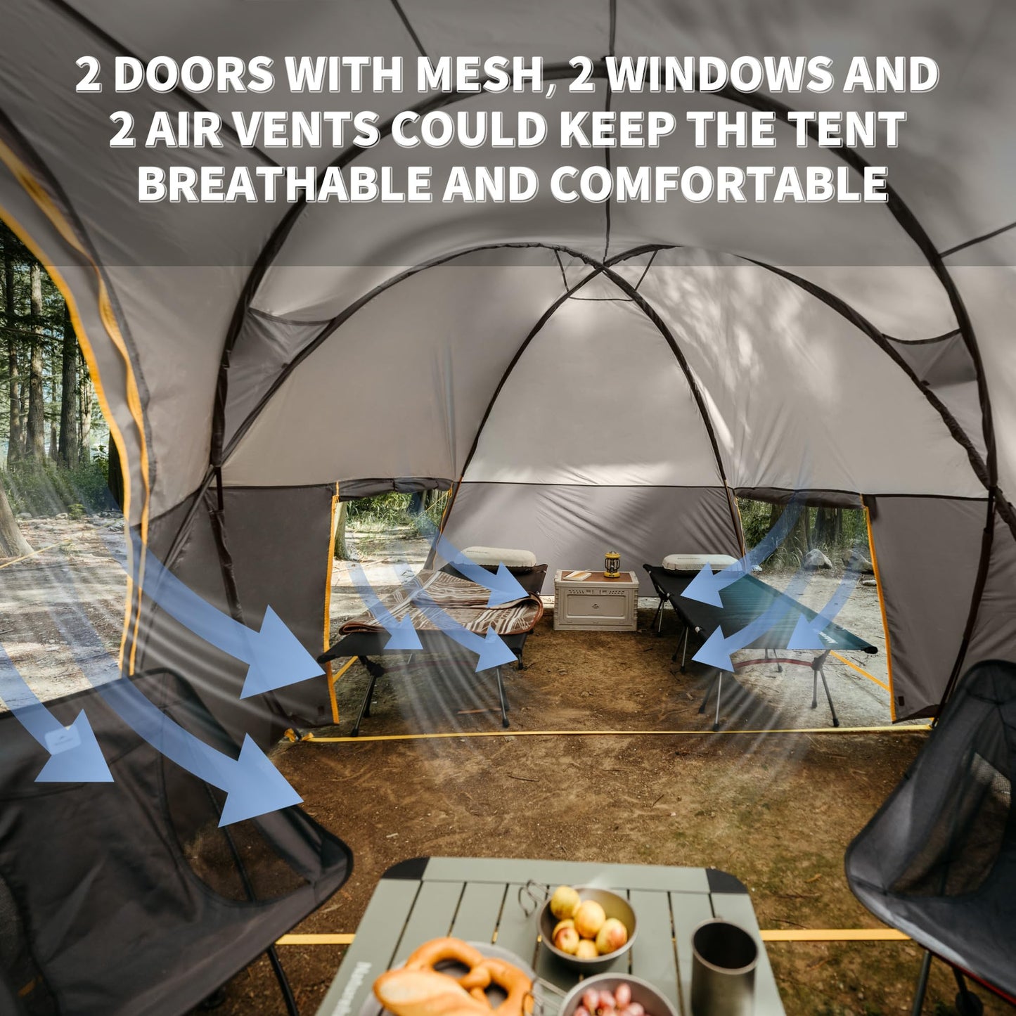 Naturehike KOTA 4/6/8 Person Camping Tent, Double Layer Waterproof 4 Person 6 Person 8 Person Tents for Camping, Large and Tall Family Tent with Vestibules Porch