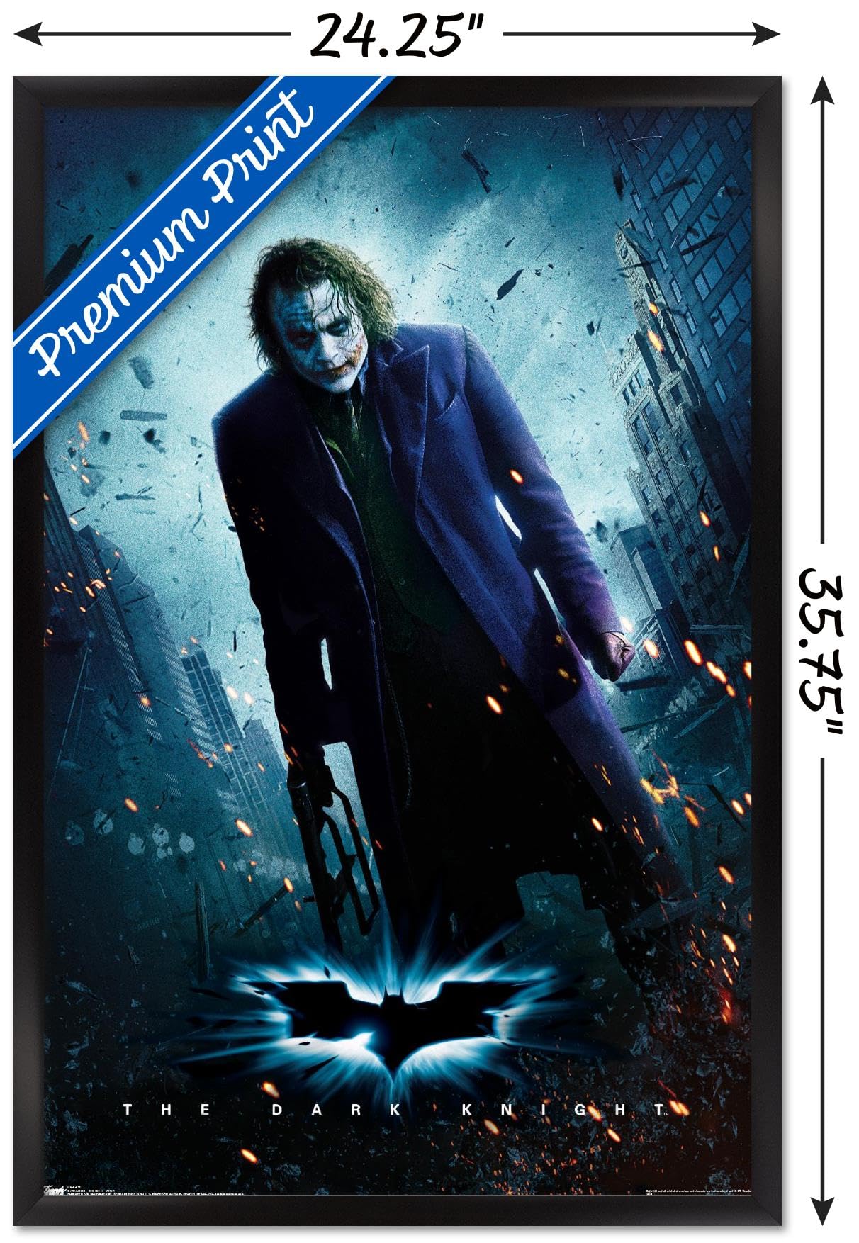 Trends International DC Comics Movie - The Dark Knight - The Joker - One Sheet Wall Poster, 22.375" x 34", Black Framed Version