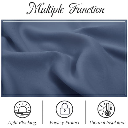 StangH Stone Blue Blackout Curtains 84 inch for Living Room/Patio Sliding Door, Pompom Thermal Insulated Door Panels for Bedroom, Nursery Kids Home Decoration, W52 x L84, 2 Panels