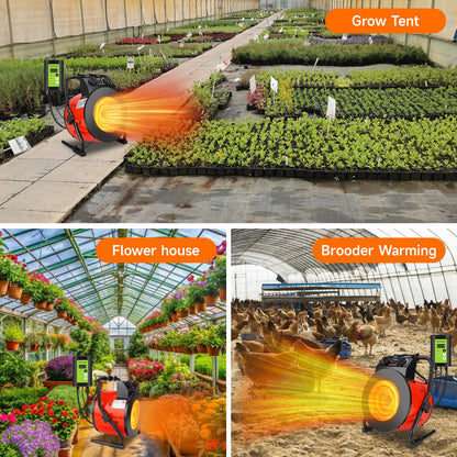 Greenhouse Heater with Thermostat, Outdoor Heaters for Patio, Fast Heating, Overheat Protection, Electric Space Heaters for Winter Plants, Grow Tent, Green House, Flower Room, Garage, Patio